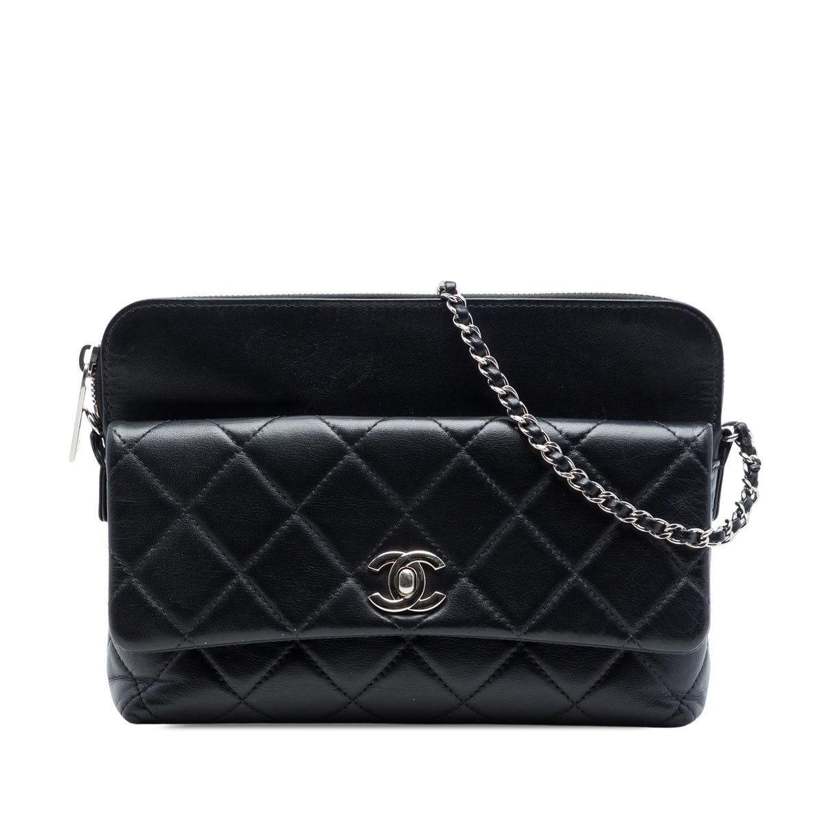 Chanel CC Quilted Lambskin Front Flap Crossbody