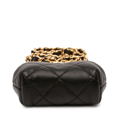 Chanel CC Quilted Lambskin Kiss Lock Clutch with Chain