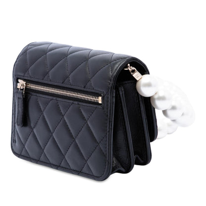 Chanel CC Quilted Lambskin Maxi Pearl Chain Strap