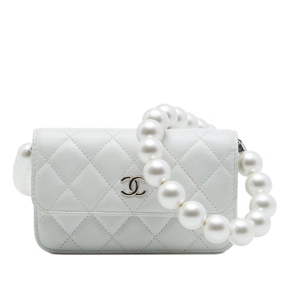 Chanel CC Quilted Lambskin Maxi Pearl Chain Strap