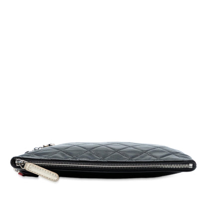Chanel CC Quilted Lambskin Multi Zip Clutch