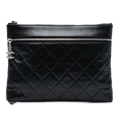 Chanel CC Quilted Lambskin Multi Zip Clutch