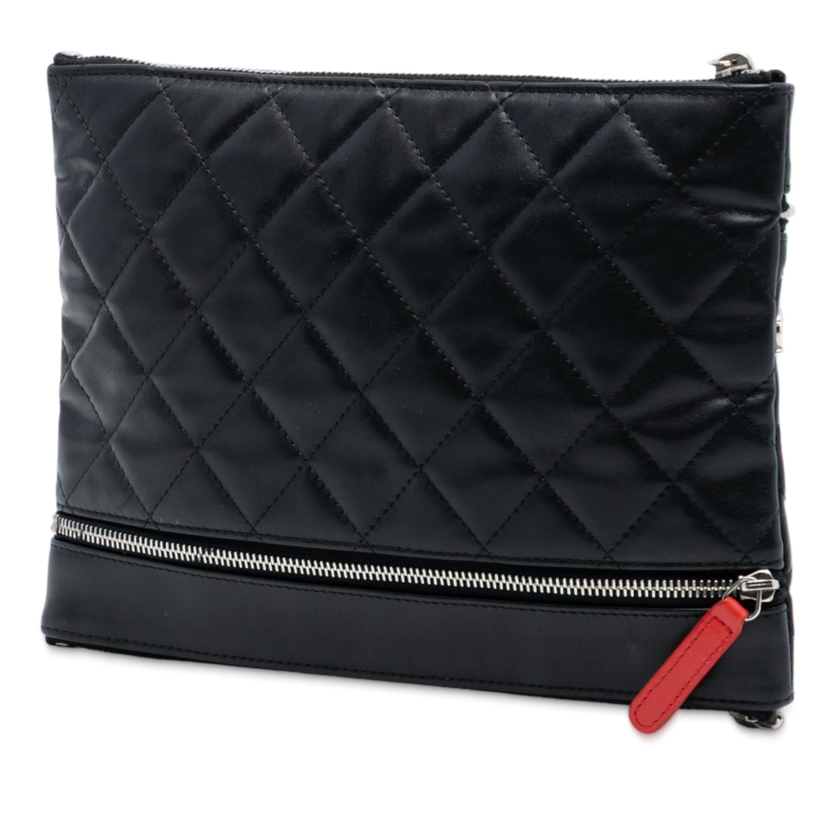 Chanel CC Quilted Lambskin Multi Zip Clutch