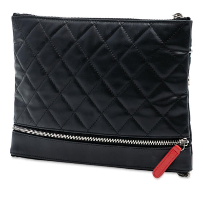 Chanel CC Quilted Lambskin Multi Zip Clutch