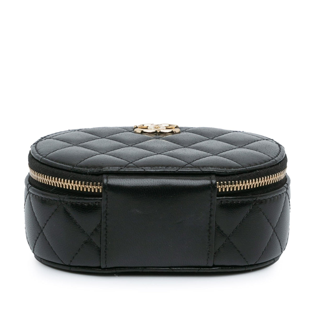 Chanel CC Quilted Lambskin Oval Top Handle Clutch