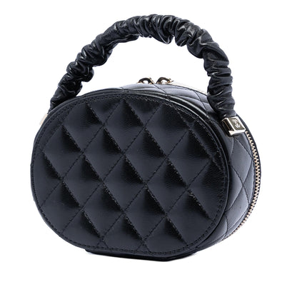 Chanel CC Quilted Lambskin Oval Top Handle Clutch