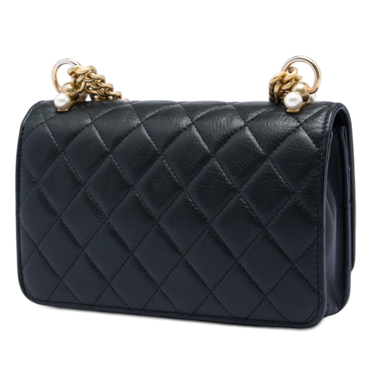 Chanel CC Quilted Lambskin Pearl Wallet on Chain