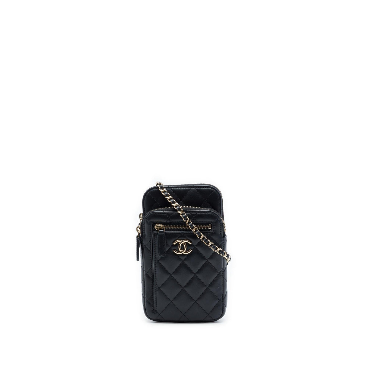 Chanel CC Quilted Lambskin Phone Holder With Chain