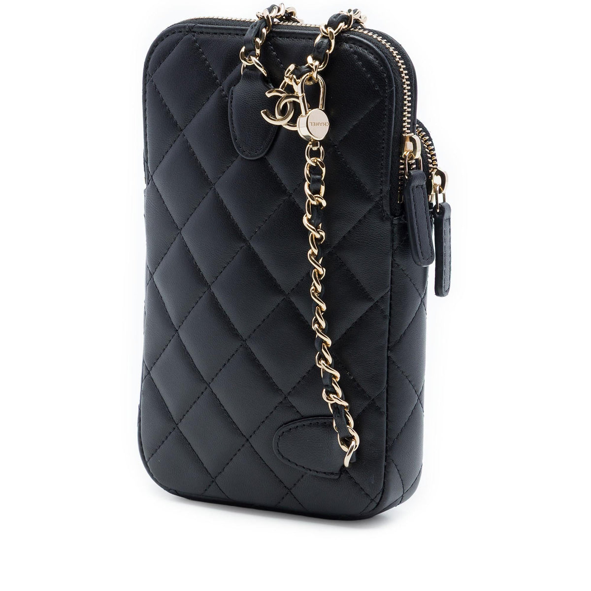 Chanel CC Quilted Lambskin Phone Holder With Chain