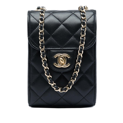 Chanel CC Quilted Lambskin Phone Holder with Chain
