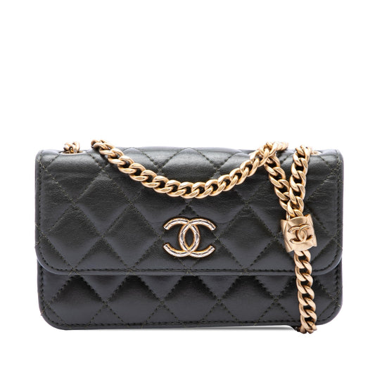 Chanel CC Quilted Lambskin Pillow Crush Flap Phone Holder with Chain