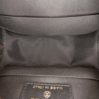 Chanel CC Quilted Lambskin Ribbon Round Clutch With Chain