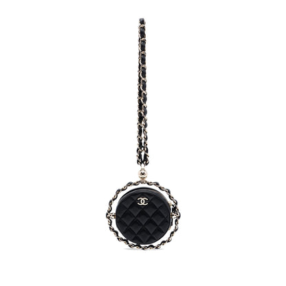 Chanel CC Quilted Lambskin Round Chain Around Clutch With Chain