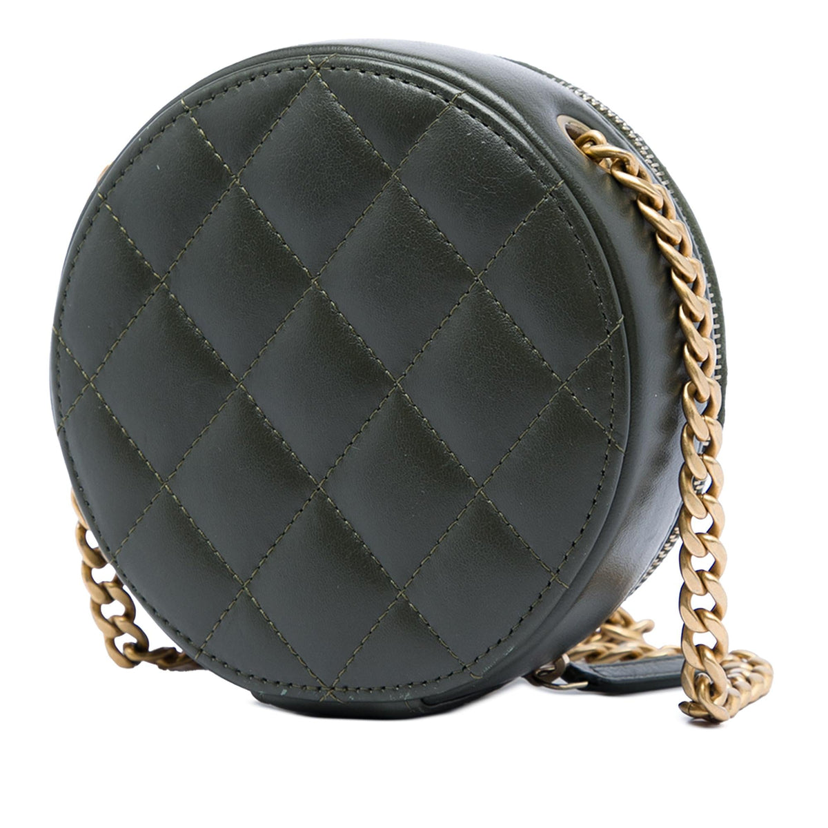 Chanel CC Quilted Lambskin Round Clutch with Chain