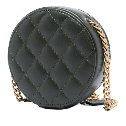 Chanel CC Quilted Lambskin Round Clutch with Chain