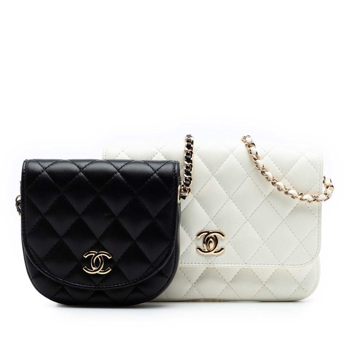 Chanel CC Quilted Lambskin Side Packs Flap