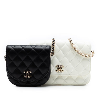 Chanel CC Quilted Lambskin Side Packs Flap