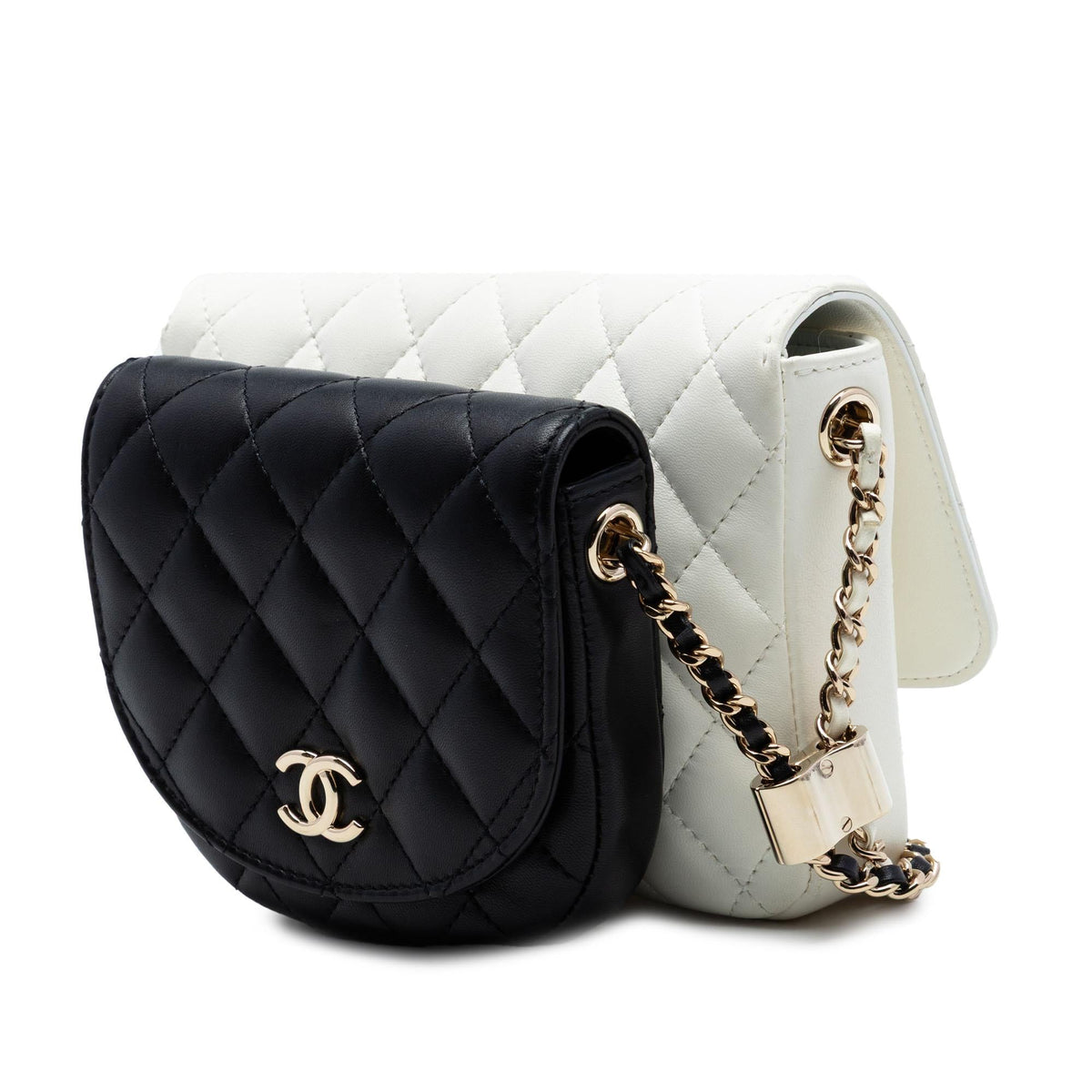 Chanel CC Quilted Lambskin Side Packs Flap