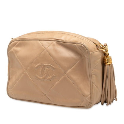 Chanel CC Quilted Lambskin Tassel Camera Bag