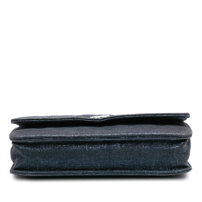 Chanel CC Quilted Metallic Fabric Wallet On Chain