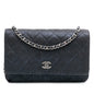 Chanel CC Quilted Metallic Fabric Wallet On Chain