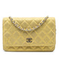 Chanel CC Quilted Metallic Fabric Wallet On Chain