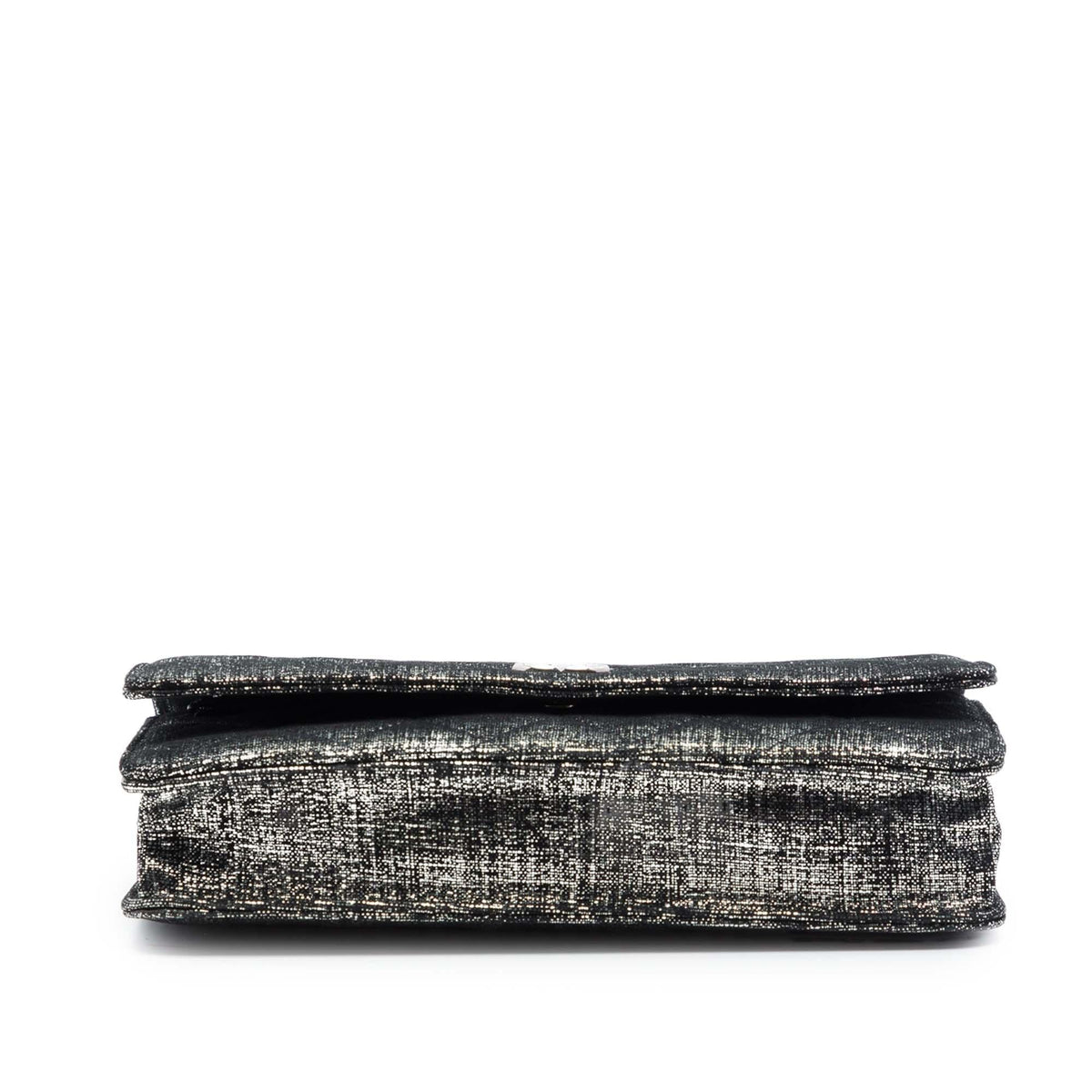 Chanel CC Quilted Metallic Fabric Wallet On Chain