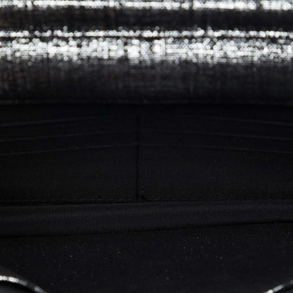Chanel CC Quilted Metallic Fabric Wallet On Chain