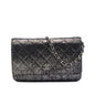 Chanel CC Quilted Metallic Fabric Wallet On Chain