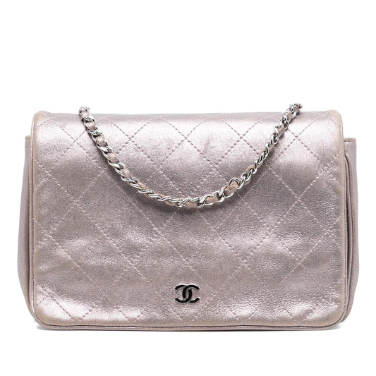 Chanel CC Quilted Metallic Lambskin Wallet On Chain