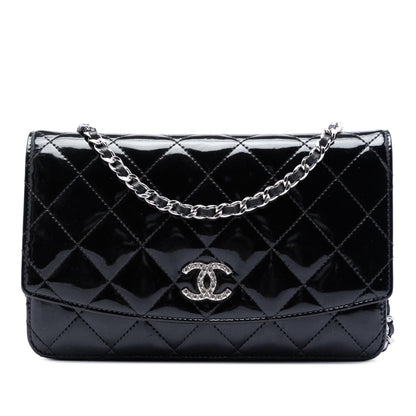 Chanel CC Quilted Patent Brilliant Wallet On Chain