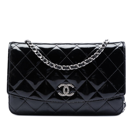 Chanel CC Quilted Patent Brilliant Wallet On Chain