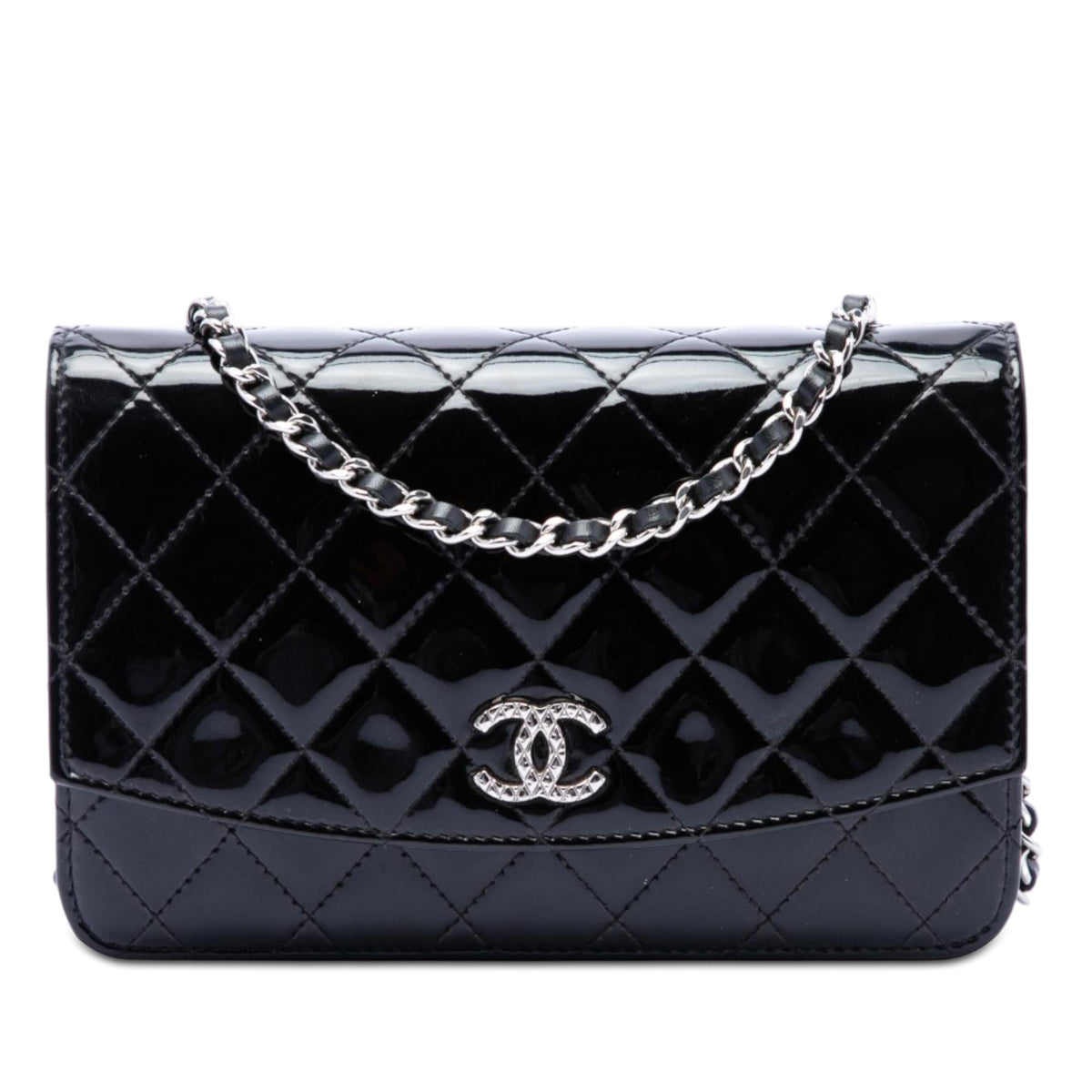 Chanel CC Quilted Patent Brilliant Wallet On Chain