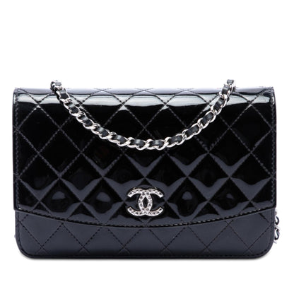 Chanel CC Quilted Patent Brilliant Wallet On Chain