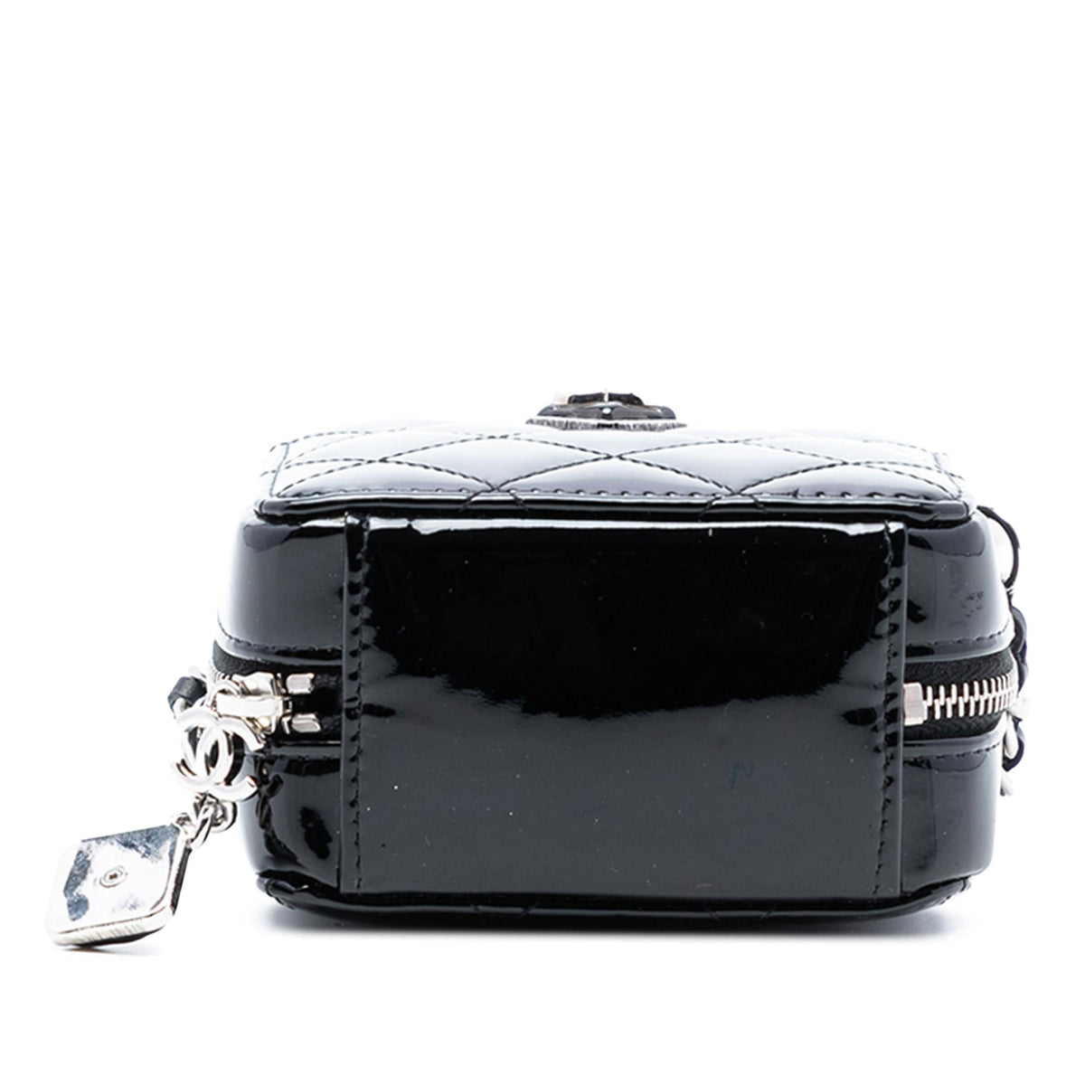 Chanel CC Quilted Patent Diamond Resin Clutch With Chain