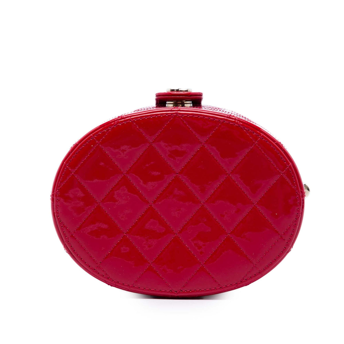 Chanel CC Quilted Patent Round Vanity Case with Chain