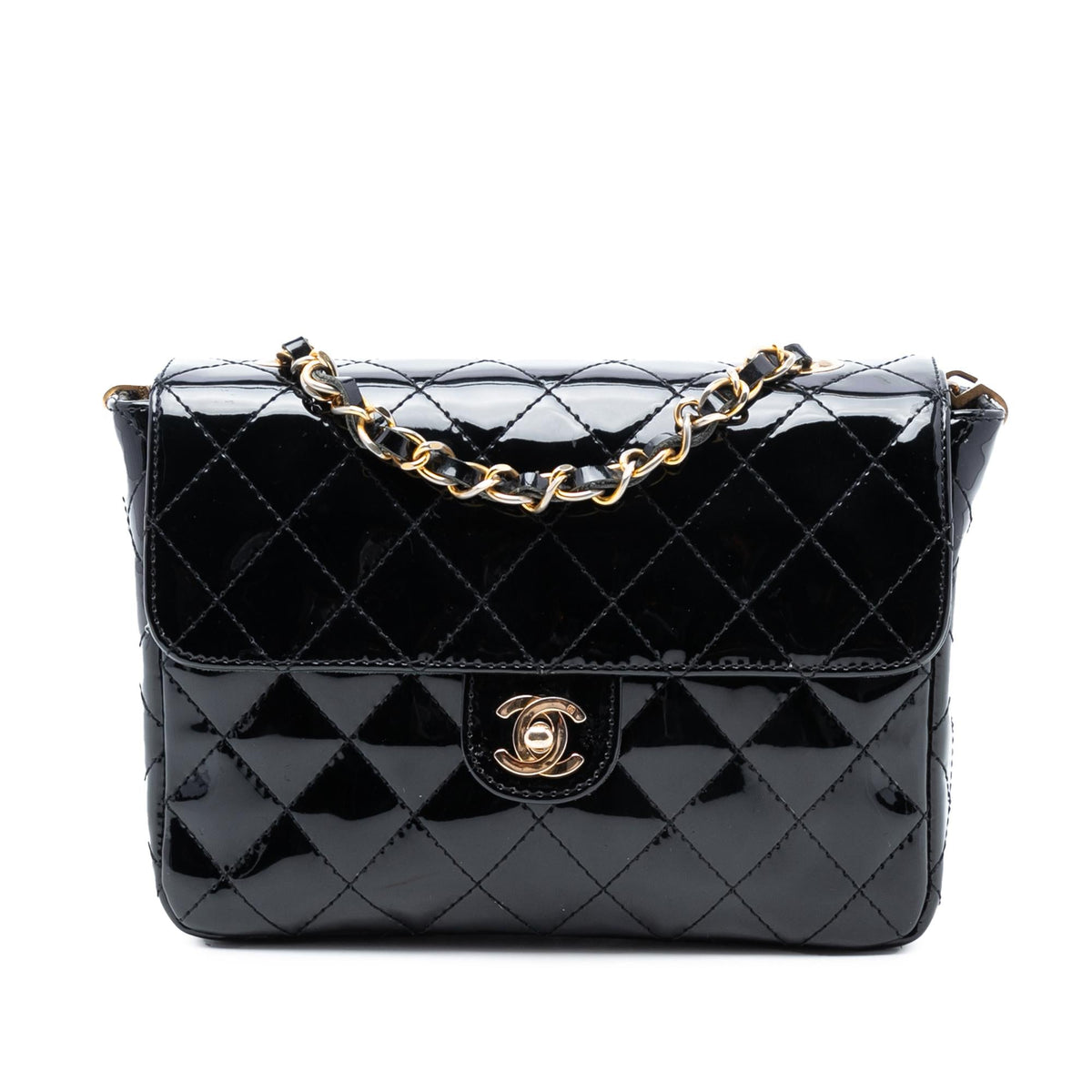 Chanel CC Quilted Patent Straight Single Flap