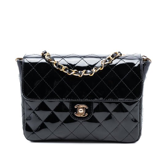 Chanel CC Quilted Patent Straight Single Flap