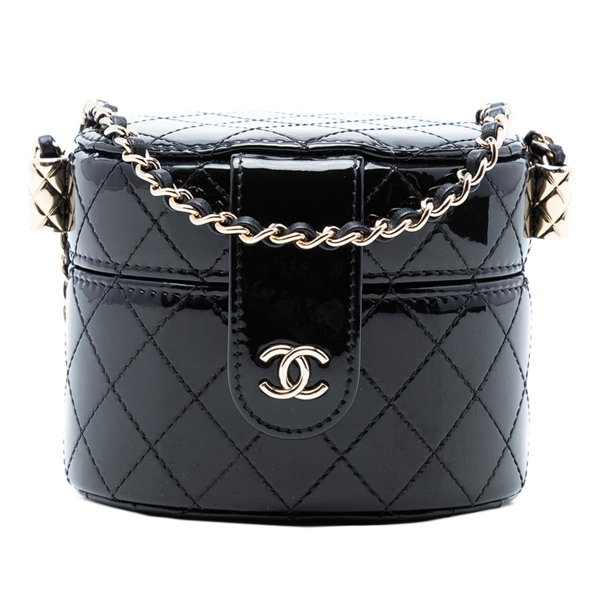 Chanel CC Quilted Patent Vanity Case with Chain