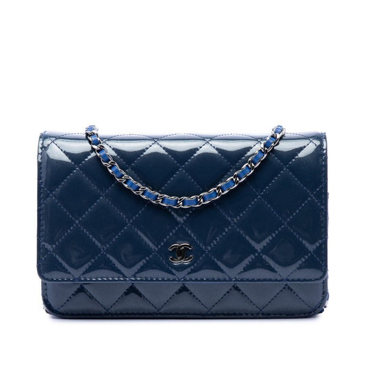 Chanel CC Quilted Patent Wallet On Chain
