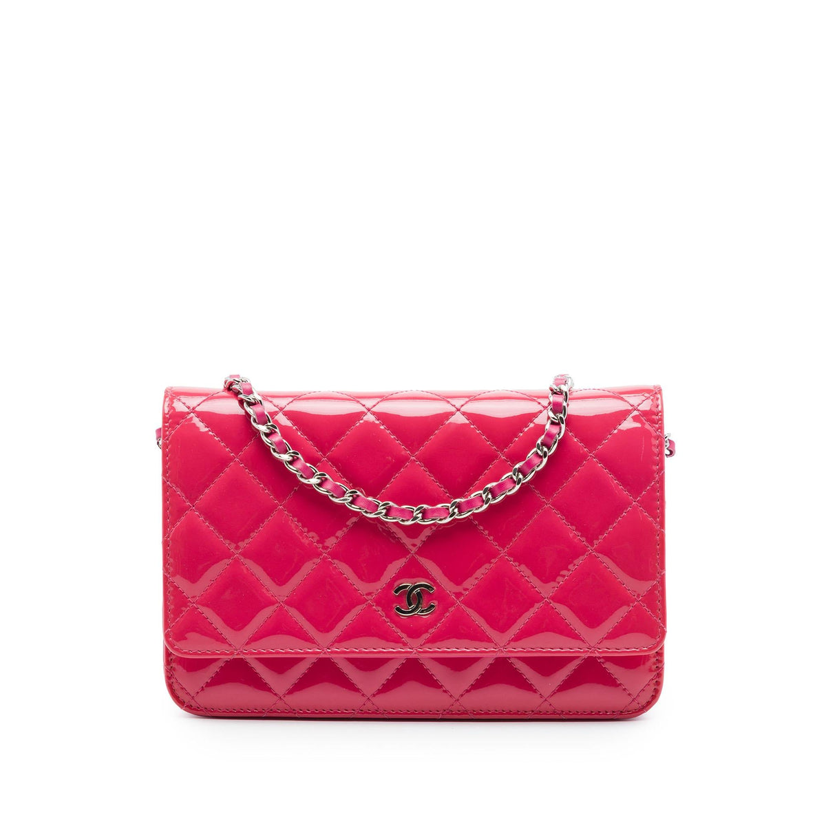 Chanel CC Quilted Patent Wallet on Chain