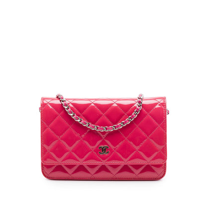 Chanel CC Quilted Patent Wallet on Chain