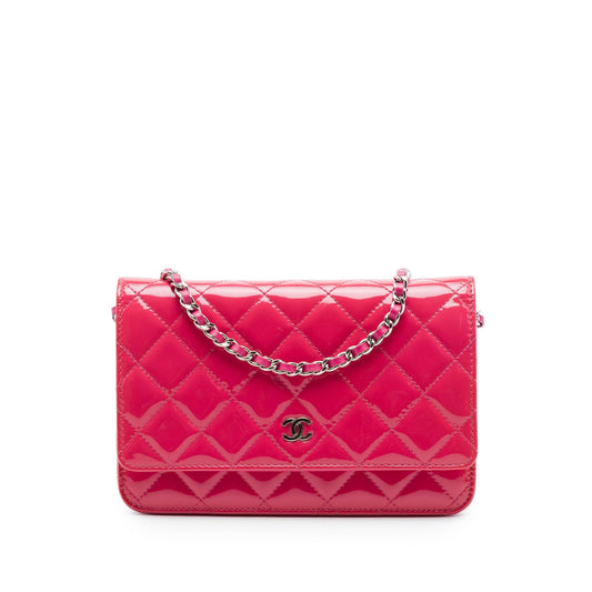 Chanel CC Quilted Patent Wallet on Chain