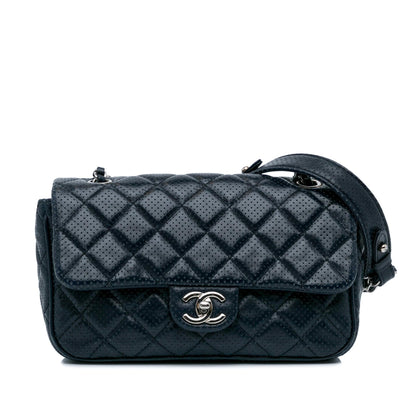 Chanel CC Quilted Perforated Lambskin Single Flap