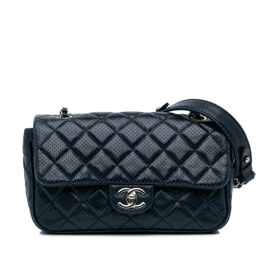 Chanel CC Quilted Perforated Lambskin Single Flap