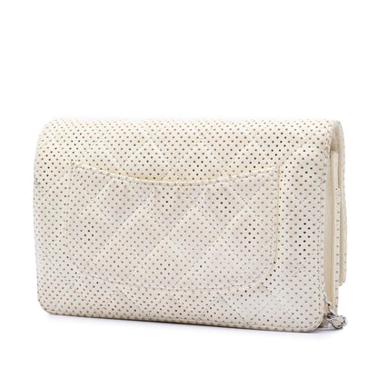 Chanel CC Quilted Perforated Lambskin Wallet On Chain