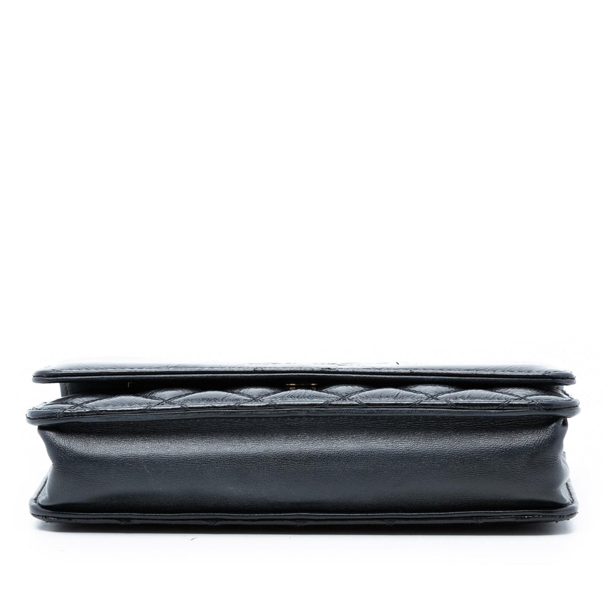 Chanel CC Quilted Shiny Aged Calfskin Wallet On Chain