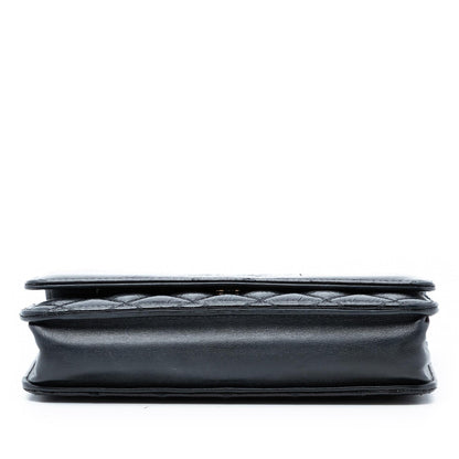 Chanel CC Quilted Shiny Aged Calfskin Wallet On Chain