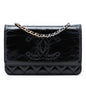 Chanel CC Quilted Shiny Aged Calfskin Wallet On Chain