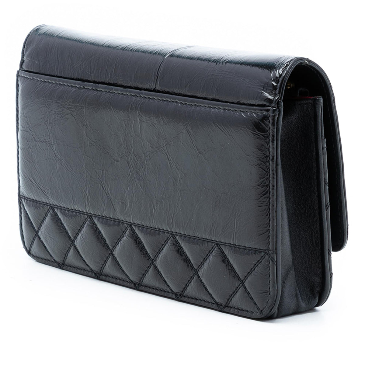 Chanel CC Quilted Shiny Aged Calfskin Wallet On Chain